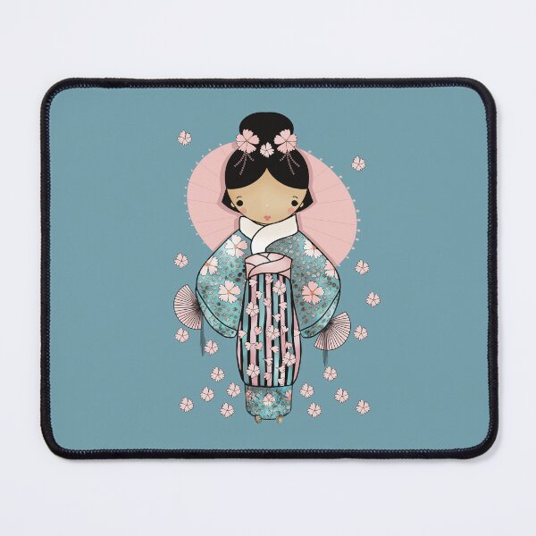 Item preview, Vintage Retro Kawaii Japanese Geisha Girl Traditional Cherry Blossom Kimono designed and sold by Karin Taylor.