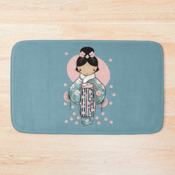 Item preview, Vintage Retro Kawaii Japanese Geisha Girl Traditional Cherry Blossom Kimono designed and sold by Karin Taylor.