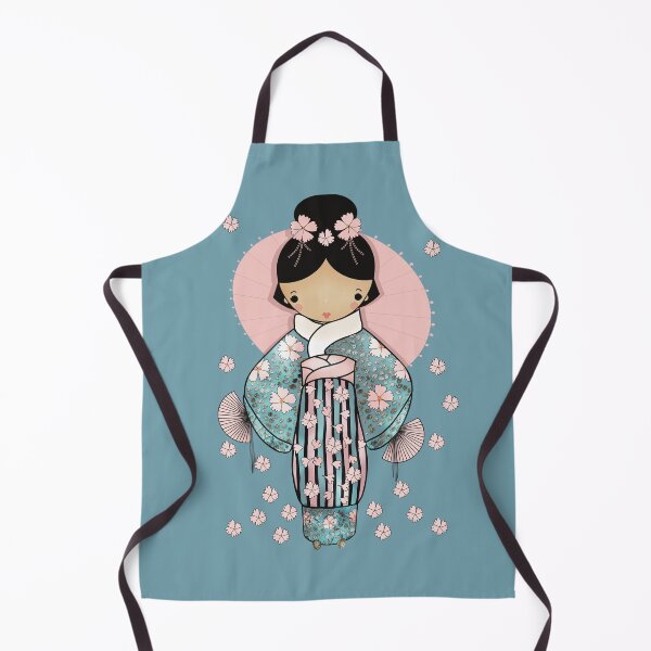 Item preview, Vintage Retro Kawaii Japanese Geisha Girl Traditional Cherry Blossom Kimono designed and sold by Karin Taylor.