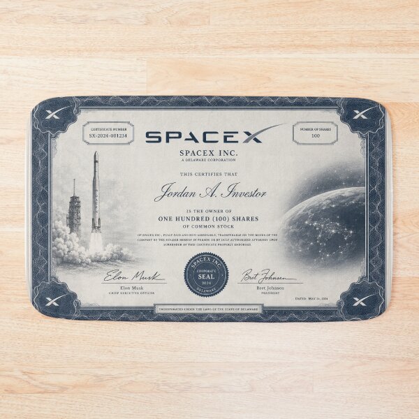 Item preview, Spacex Simulated Stock Certificate designed and sold by SacRob123.