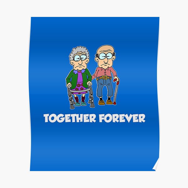 Together Forever Old Couple Cartoon