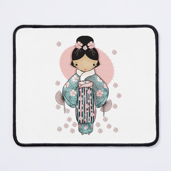 Item preview, Vintage Retro Kawaii Japanese Geisha Girl Traditional Cherry Blossom Kimono designed and sold by Karin Taylor.