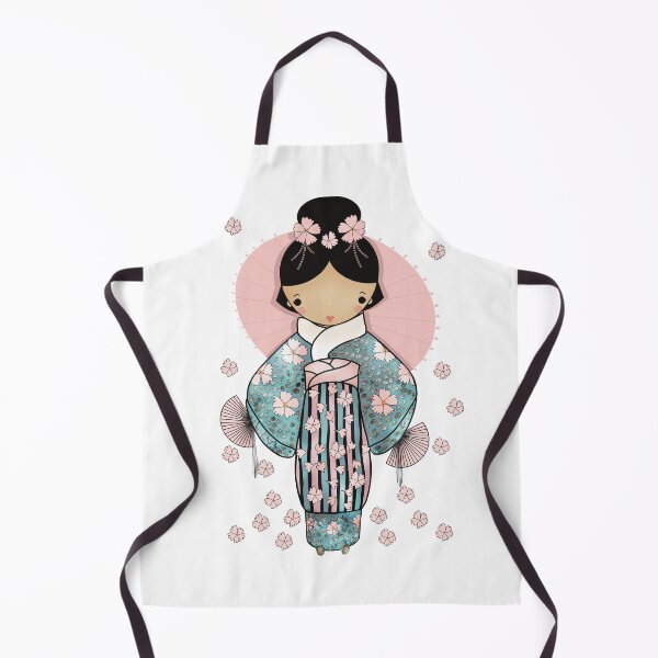 Item preview, Vintage Retro Kawaii Japanese Geisha Girl Traditional Cherry Blossom Kimono designed and sold by Karin Taylor.