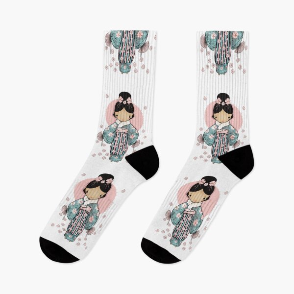 Item preview, Vintage Retro Kawaii Japanese Geisha Girl Traditional Cherry Blossom Kimono designed and sold by Karin Taylor.