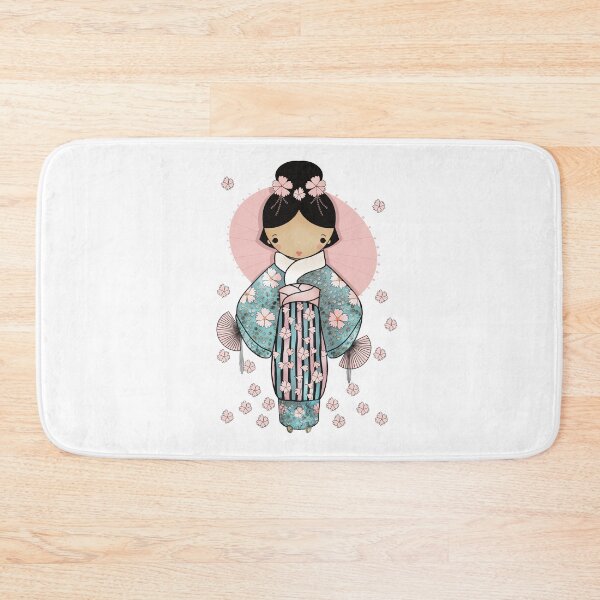 Item preview, Vintage Retro Kawaii Japanese Geisha Girl Traditional Cherry Blossom Kimono designed and sold by Karin Taylor.