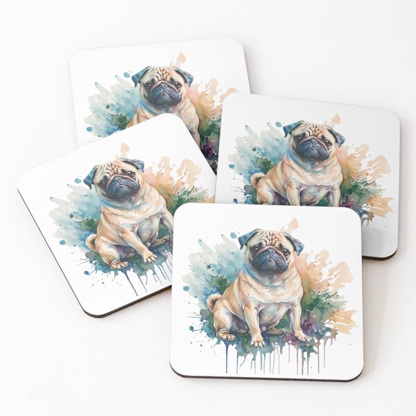 Item preview, Pug en acuarela designed and sold by The Fox Den YYC.