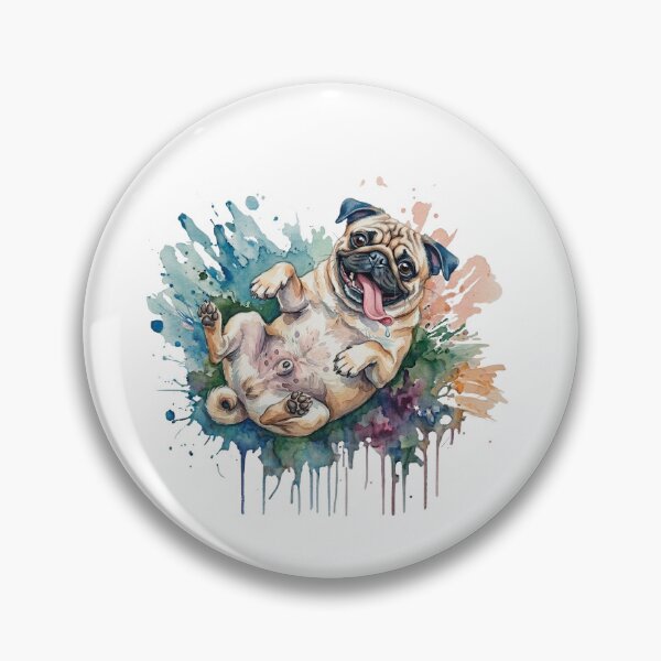 Item preview, Watercolour Cuddle Pug designed and sold by The Fox Den YYC.