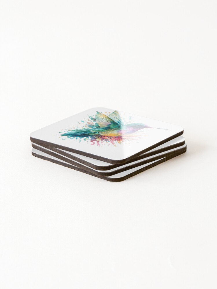 Thumbnail 4 of 5, Coasters (Set of 4), Exploding Hummingbird designed and sold by scicilysimonee.