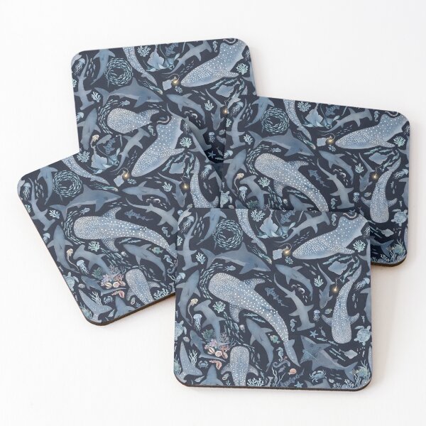 Item preview, Monochrome blue watercolour shark designed and sold by Differenceee.