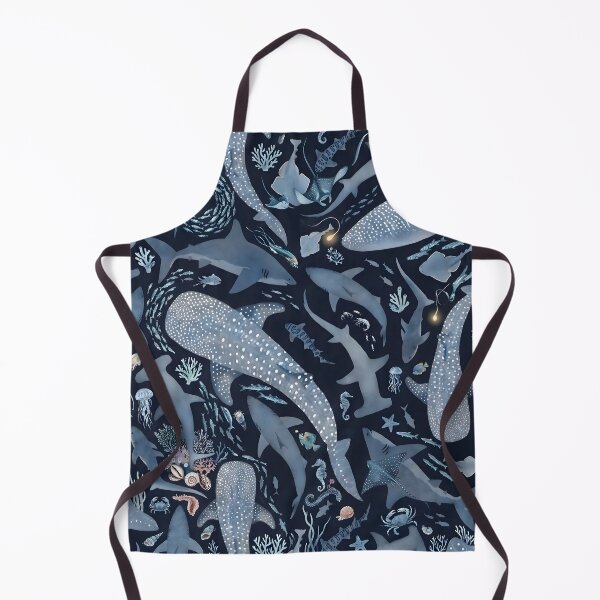Item preview, Monochrome blue watercolour shark designed and sold by Differenceee.