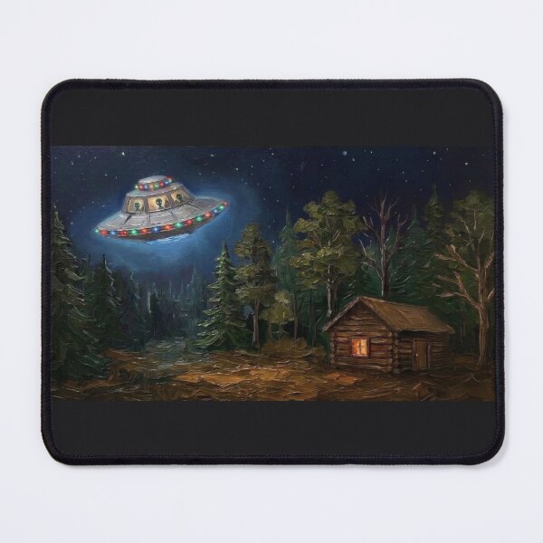 Item preview, 1970s Style Decor Art | Classic Flying Saucer Over Cabin designed and sold by CMY Designs.