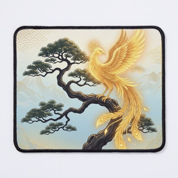 Item preview, Majestic Zen: Japanese Bonsai Tree & Golden Phoenix (Houou) designed and sold by Hikariha Studio.