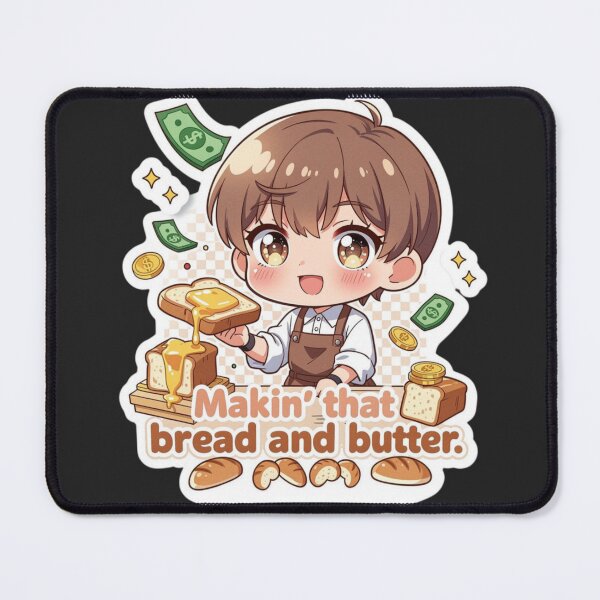Item preview, Makin' That Bread and Butter Cute Kawaii Baker Money Pun Sticker designed and sold by XXVSHIRT.