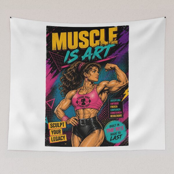 Item preview, Muscle is Art Goddess Fitness Retro Comic designed and sold by JonelleTshirts.