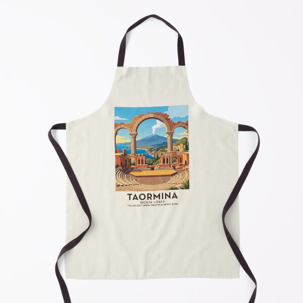 Item preview, Taormina Sicily Vintage Travel Poster Ancient Greek Theater designed and sold by RetroRewind Studio.