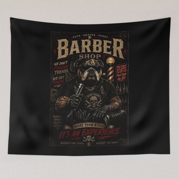 Item preview, Vintage Bulldog Barber Shop Poster with Old School Barbershop designed and sold by Modaozushi216.