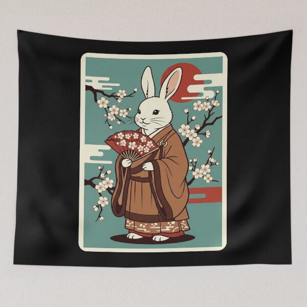 Item preview, Elegant Rabbit in Traditional Kimono Beneath Cherry Blossom Branches designed and sold by JordynLadukeg65.