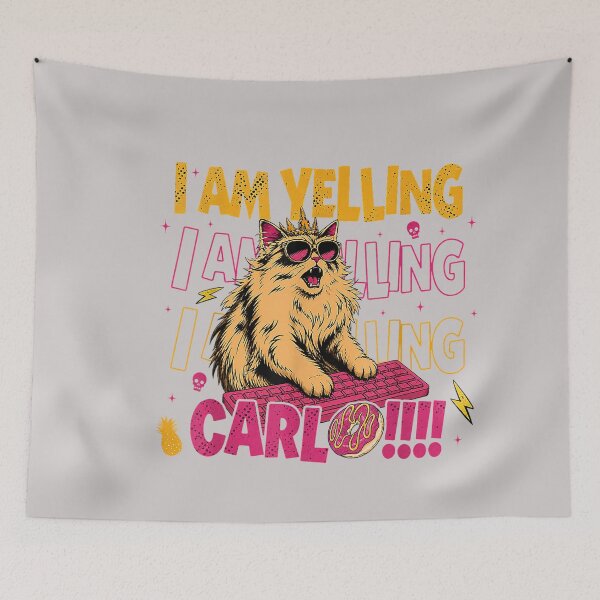 Item preview, I Am Yelling Carl Screaming Cat Meme Graphic Goddammit Donut designed and sold by MabelWells.