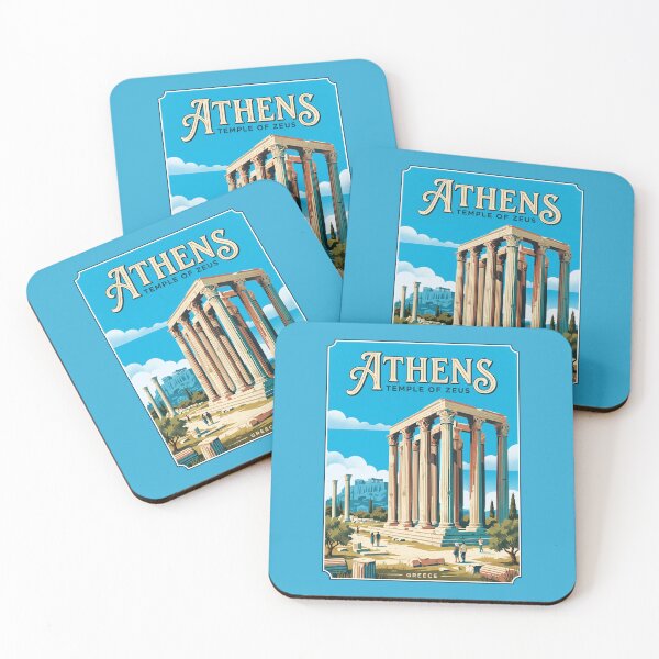 Item preview, Athens Greece Vintage Travel Poster Temple Of Olympian Zeus designed and sold by RetroRewind Studio.