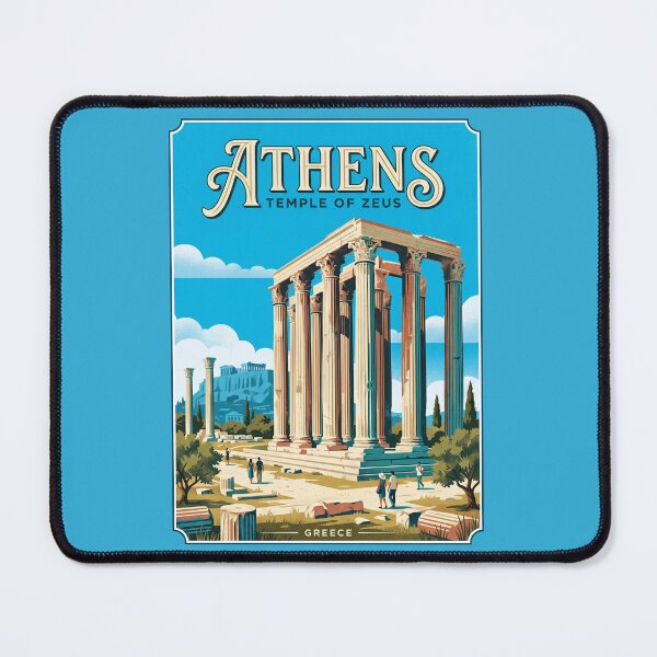 Item preview, Athens Greece Vintage Travel Poster Temple Of Olympian Zeus designed and sold by RetroRewind Studio.