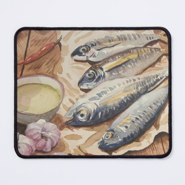 Item preview, Mediterranean Sardines Still Life - Rustic Watercolor Food Art designed and sold by Arteandart.