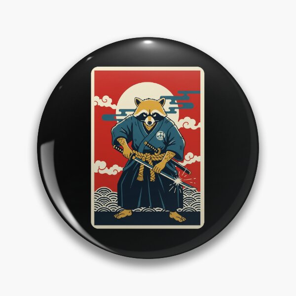 Item preview, Raccoon Samurai Warrior Against Rising Sun Vintage Style designed and sold by JordynLadukeg65.