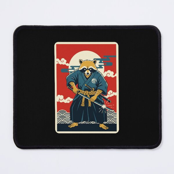 Item preview, Raccoon Samurai Warrior Against Rising Sun Vintage Style designed and sold by JordynLadukeg65.