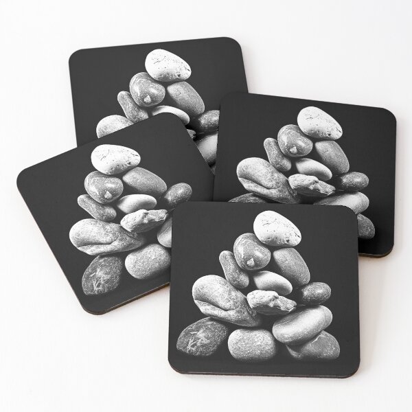 Item preview, Black and White Stacked Pebbles Minimalist Stone Balance designed and sold by inkoutninja.