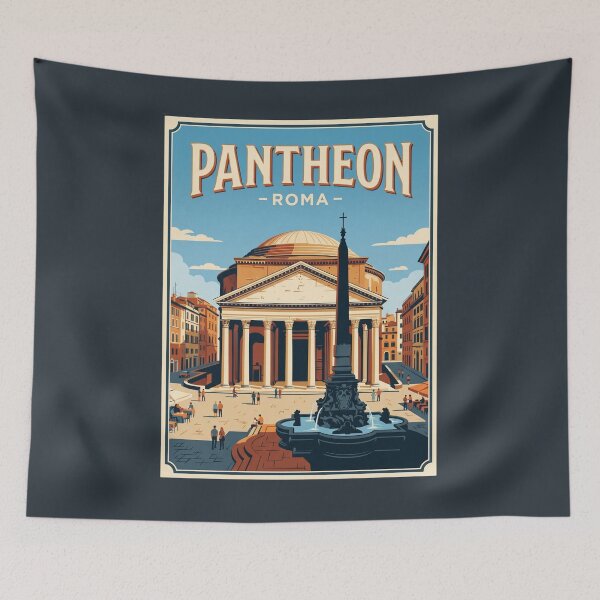 Item preview, Rome Italy Vintage Travel Poster Roman Pantheon Art designed and sold by RetroRewind Studio.