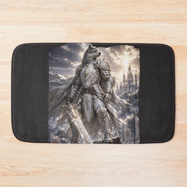 Item preview, White Wolf Knight of Light – Fantasy Guardian Warrior with Sacred Sword designed and sold by WhatASunShine.