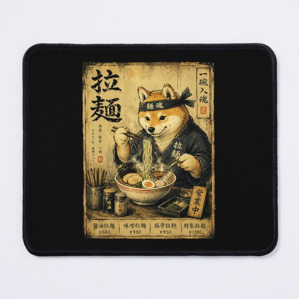 Item preview, Shiba Ramen Chef Serving Noodles in Vintage Restaurant Poster designed and sold by ferminhays.