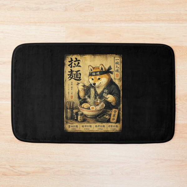 Item preview, Shiba Ramen Chef Serving Noodles in Vintage Restaurant Poster designed and sold by ferminhays.