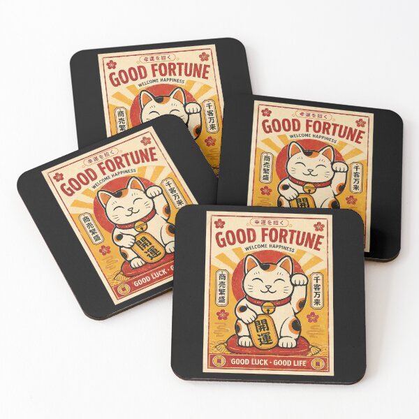 Item preview, Lucky Fortune Cat Retro Japanese Good Luck Poster designed and sold by eliramaison.