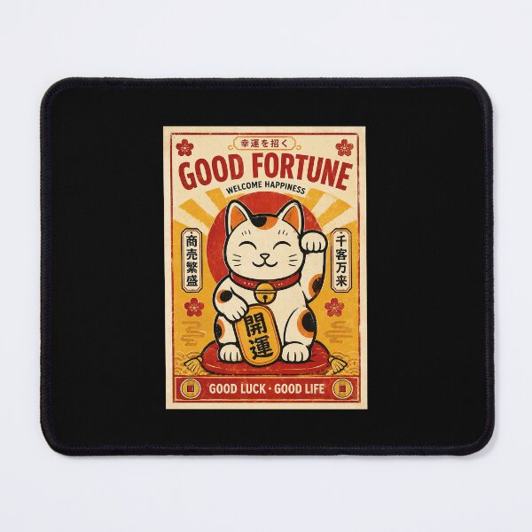 Item preview, Lucky Fortune Cat Retro Japanese Good Luck Poster designed and sold by eliramaison.
