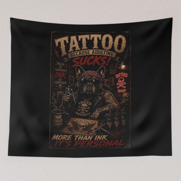 Item preview, Vintage Tattoo Shop Bulldog with Old School Ink designed and sold by Modaozushi216.
