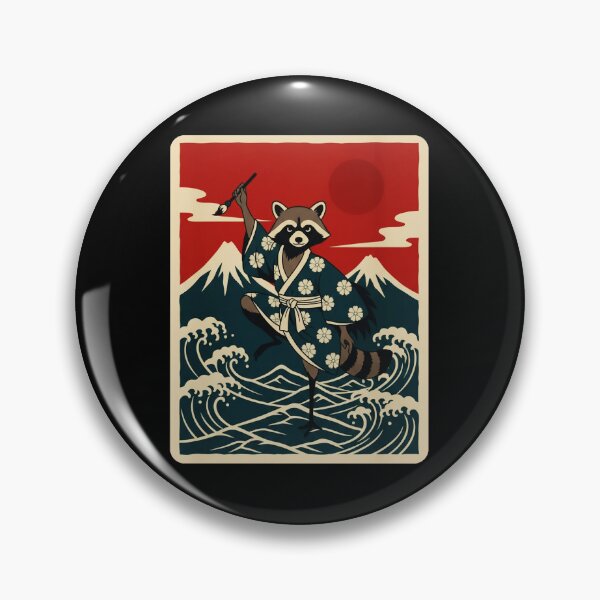 Item preview, Dancing Raccoon in Floral Kimono Above Ocean Waves designed and sold by JordynLadukeg65.