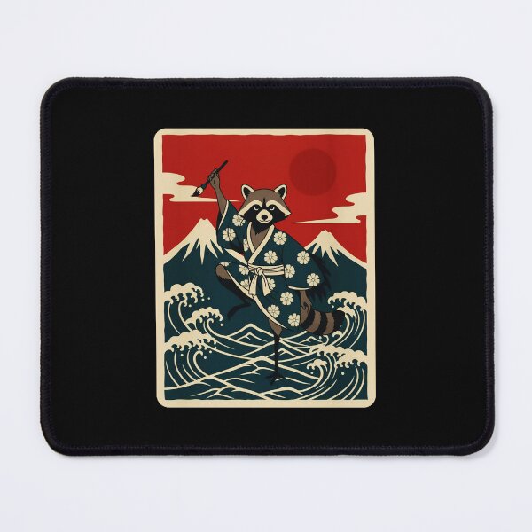 Item preview, Dancing Raccoon in Floral Kimono Above Ocean Waves designed and sold by JordynLadukeg65.