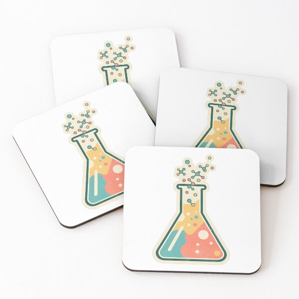 Item preview,  Science Flask & Molecules — Retro Chemistry Sticker designed and sold by creators_collective.