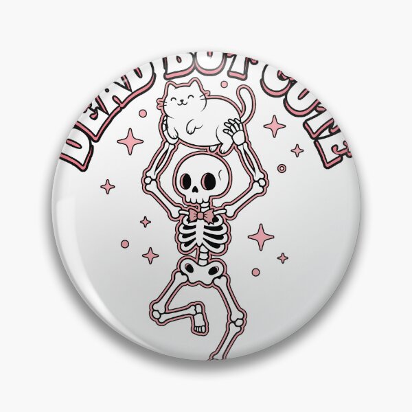 Item preview, Skeleton Lifting Up A Chubby Smiling White Cat With Pink Stars designed and sold by MisteryDesigner.