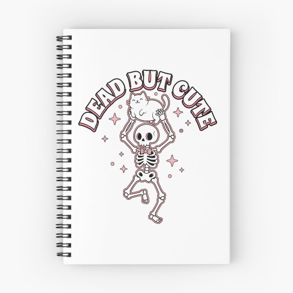 Item preview, Skeleton Lifting Up A Chubby Smiling White Cat With Pink Stars designed and sold by MisteryDesigner.