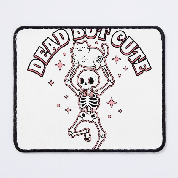 Item preview, Skeleton Lifting Up A Chubby Smiling White Cat With Pink Stars designed and sold by MisteryDesigner.