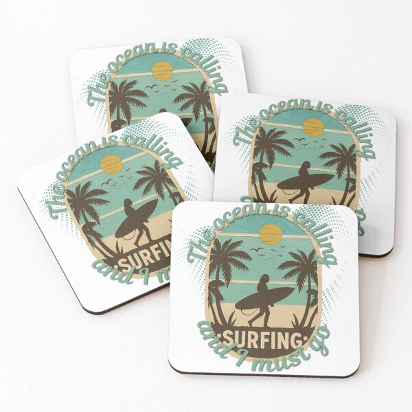 Item preview, The Ocean Is Calling and I Must Go Surfing — Vintage Surfer Girl Beach T-Shirt designed and sold by DonnaRaine.