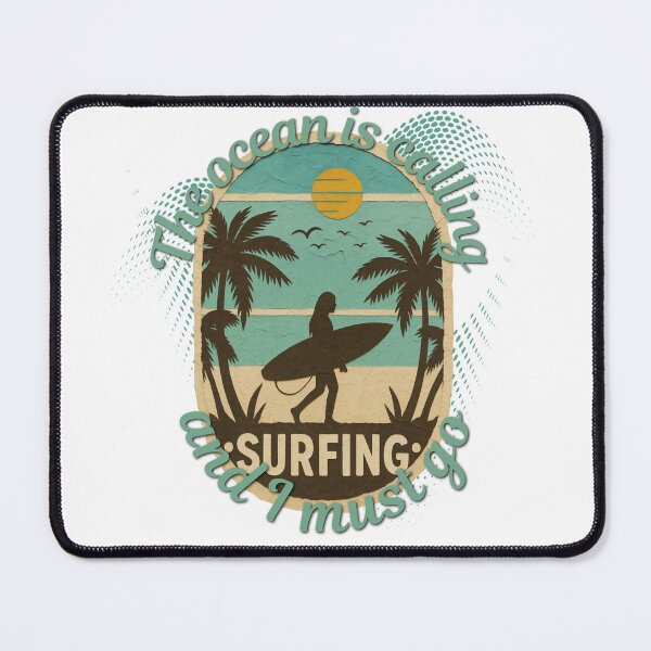 Item preview, The Ocean Is Calling and I Must Go Surfing — Vintage Surfer Girl Beach T-Shirt designed and sold by DonnaRaine.