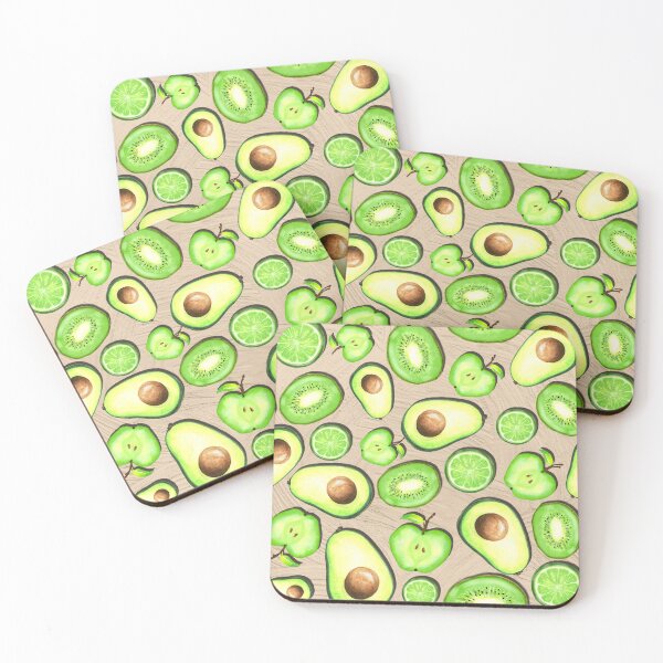 Item preview, Green Fruits on LIght Brown Acrylics designed and sold by lisanganart.