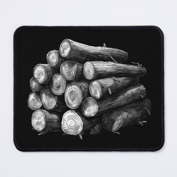 Item preview, Black and White Stacked Firewood Rustic Log Pile designed and sold by inkoutninja.