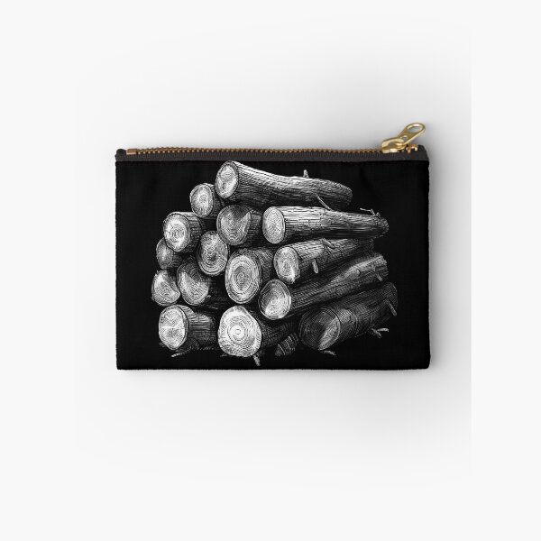Item preview, Black and White Stacked Firewood Rustic Log Pile designed and sold by inkoutninja.