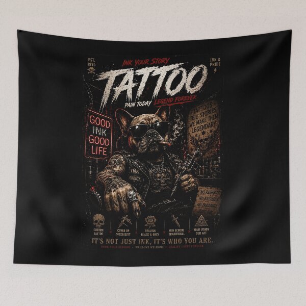 Item preview, Vintage Tattoo Bulldog Poster with Old School Ink Shop Energy designed and sold by Modaozushi216.