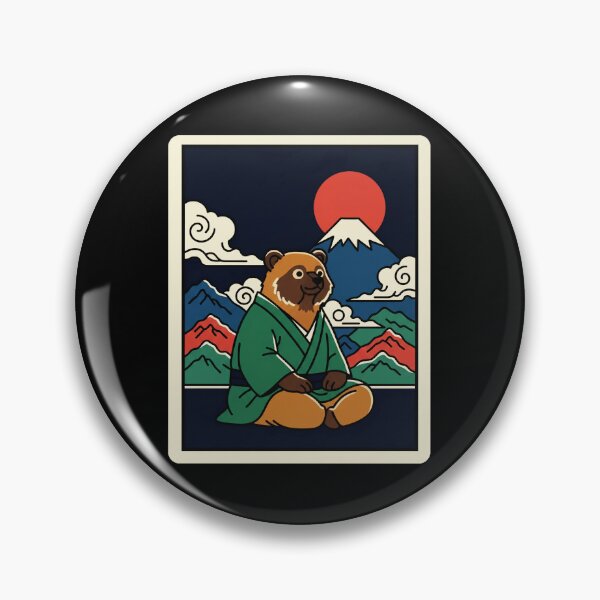 Item preview, Peaceful Bear in Mountain Landscape Traditional Japanese Style designed and sold by JordynLadukeg65.