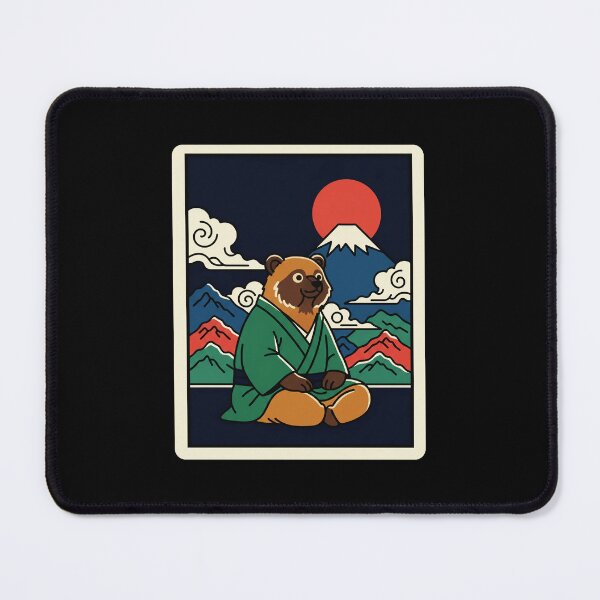 Item preview, Peaceful Bear in Mountain Landscape Traditional Japanese Style designed and sold by JordynLadukeg65.