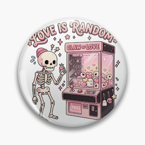 Item preview, Skeleton Holding Pastel Heart Standing Next To Pink Claw Machine Arcade designed and sold by MisteryDesigner.